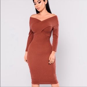 Fashion Nova Off the Shoulder Pink Mauve Dress NWT